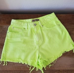 Denim Co. Neon Yellow High Waisted Shorts